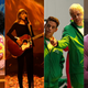 Cecily Strong and Taylor Swift; Rami Malek, Pete Davidson, Simu Liu in Saturday Night Live